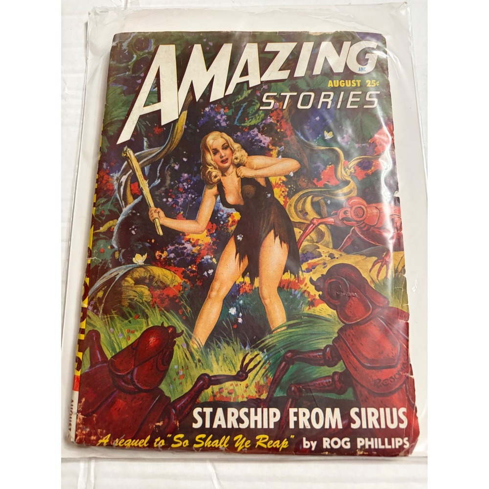 Vintage Amazing Stories Pulp Magazine August 1948 Starship from Sirius